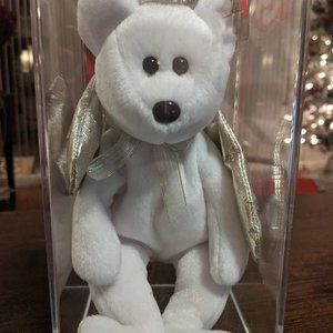 MINT Rare Halo II Angel Bear Brown Nose Ty Beanie